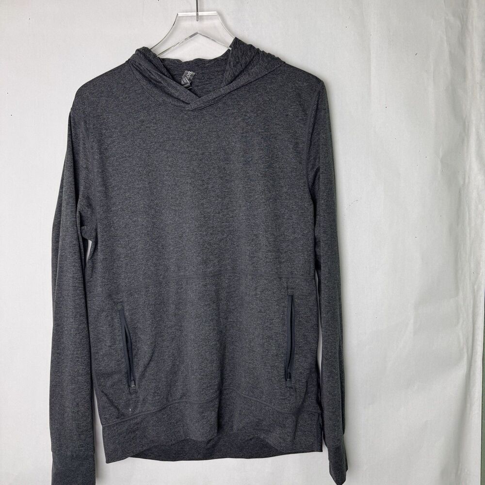 Vuori Ponto Hoodie Long Sleeve Mens Med Gray Lightweight Stretch Athleisure V222